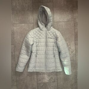 Columbia Hooded Puffer Jacket Size Small Gray VGUC